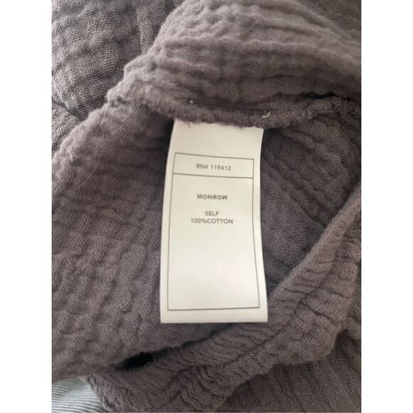 ‎Monrow Gray V-Neck 3/4 Sleeve Cotton Top - Picture 5 of 5